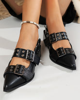 Zapatos Oxford vintage de cuero con correas de doble hebilla